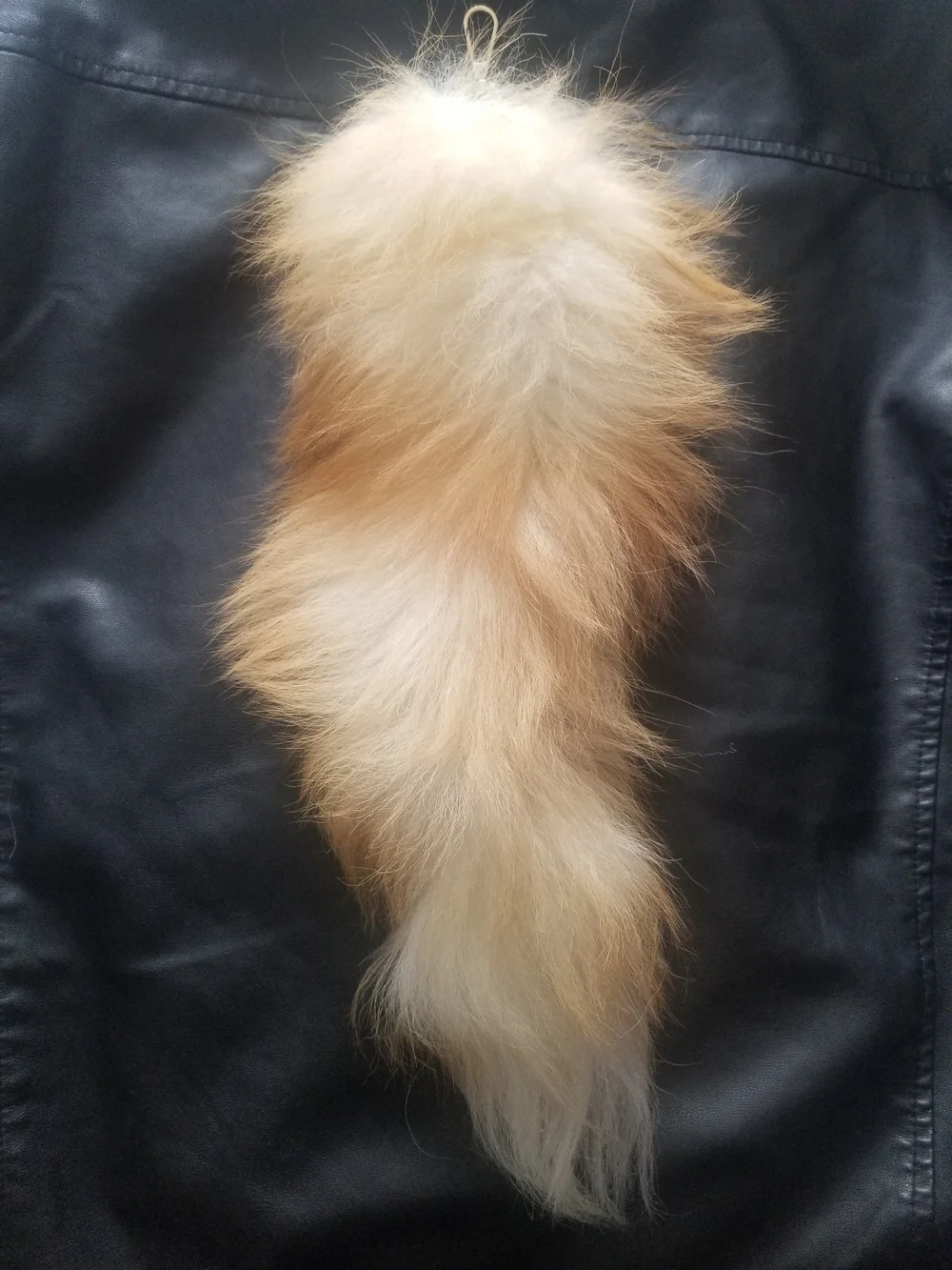 Fluffy Faux Fur Tail Charm in Cream Light Brown